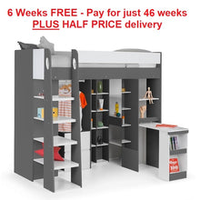 Load image into Gallery viewer, Hades Charcoal High Sleeper<br>£19.50 Per Week For 52 Weeks