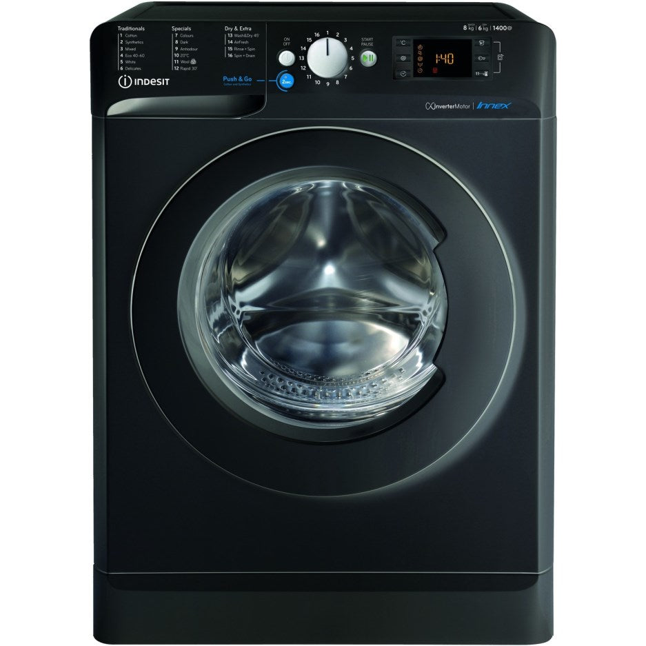 Indesit 8kg Wash 6kg Dry 1400rpm Washer Dryer-Black<br>£17 Per Week For 52 Weeks