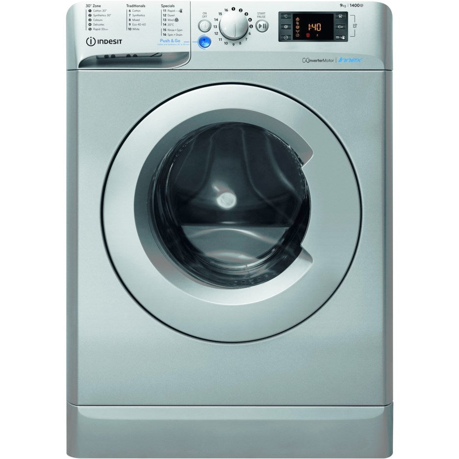 Indesit 9kg 1400rpm Freestanding Washing Machine-Silver<br>£15 Per Week For 52 Weeks
