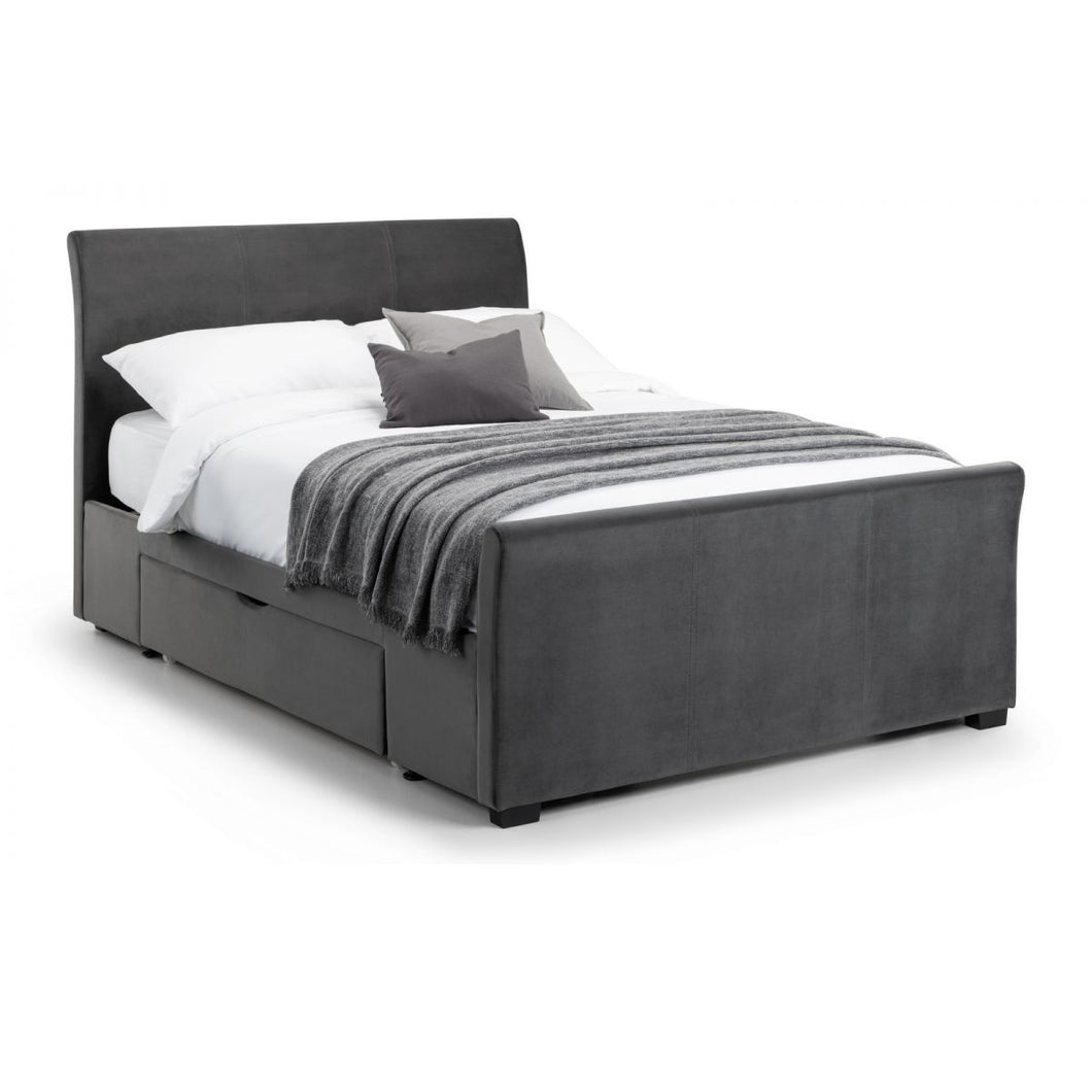 Vienna Dark Grey Velvet Double Bed<br>£15 Per Week For 52 Weeks